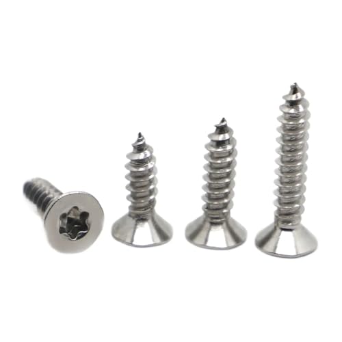 5–50 Stück GB2670.2 A2-70 304 Edelstahl Sechslappen-Senkkopf-selbstschneidende Holzschraube M2 M2.3 M2.6 M3 M4 M5 M6(50mm,M5 10pcs) von FRAOMHFW