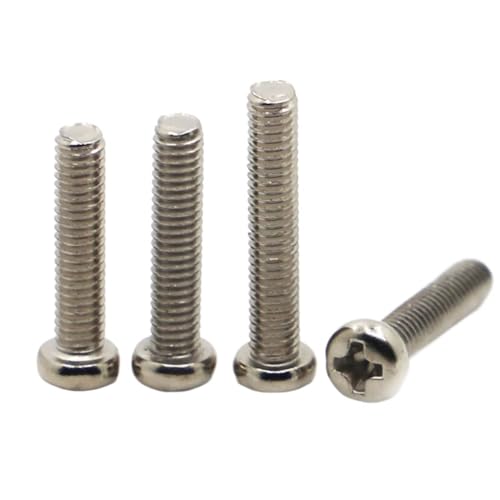 50/100 Stück M1 M1.2 M1.4 M1.6 M2.5 M2 M3 M4 GB818 vernickelte Kreuzschlitz-Pm-Schraube mit rundem Flachkopf und Kreuzschlitz-Maschinenschraube(5mm,M3 50pcs) von FRAOMHFW