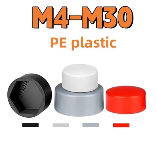 Kunststoff-Schutzkappe PE M4M5M6M8M10M12M14M16M18M20M24M27M30 Mutternkappenabdeckung Sechskantschraube Dekorative Kappe Staubdichte Abdeckung(White,45x25xM30-5pcs) von FRAOMHFW