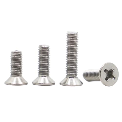 M1 M1.2 M1.4 M1.6 M2 M2.5 M3 M4 Schwarzer Stahl/Edelstahl 304 Mini-Kreuzschlitz-Senkkopfschraube GB819(304 Stainless Steel,10MM_M1.4 50PCS) von FRAOMHFW
