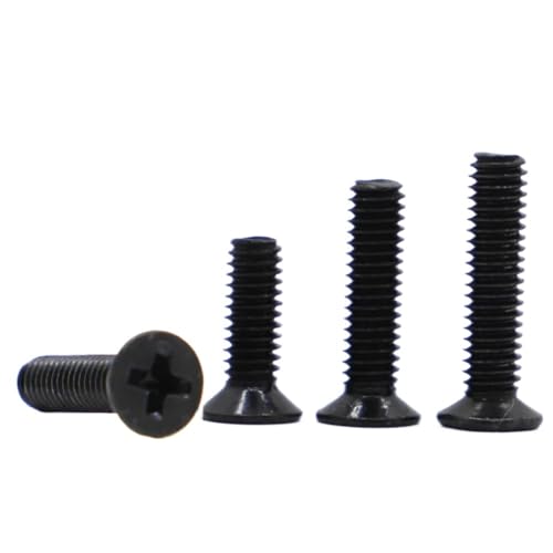 M1 M1.2 M1.4 M1.6 M2 M2.5 M3 M4 Schwarzer Stahl/Edelstahl 304 Mini-Kreuzschlitz-Senkkopfschraube GB819(Black Carbon Steel,5MM_M3 20PCS) von FRAOMHFW