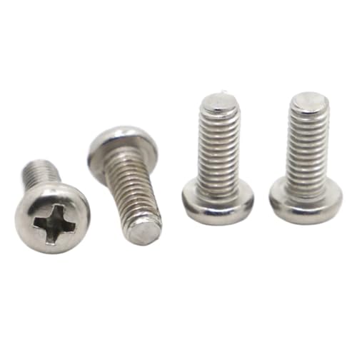 M1 M1.2 M1.6 M2 M2.5 M3 M4 Schwarzstahl/Edelstahl 304 Kreuzschlitz-Flachrundkopfschraube Phillips TV-Schrauben DIN7985 GB818(304 Stainless Steel,16MM_M2.5 50PCS) von FRAOMHFW