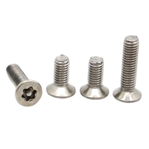 M2 M2.5 M3 M4 M5 M6 A2 304 Edelstahl Sechslappen Flachsenkkopf mit Stift Manipulationssichere Sicherheitsschraube(8mm,M2 50pcs) von FRAOMHFW