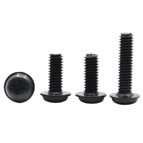 M2 M2.5 M3 M4 M5 M6 DIN967 304 Edelstahl/Schwarzstahl Flachkopf-PWM-Schrauben mit Unterlegscheibe Feste Motherboard-Schrauben mit Pad(Black Carbon Steel,4MM_M4 10PCS) von FRAOMHFW
