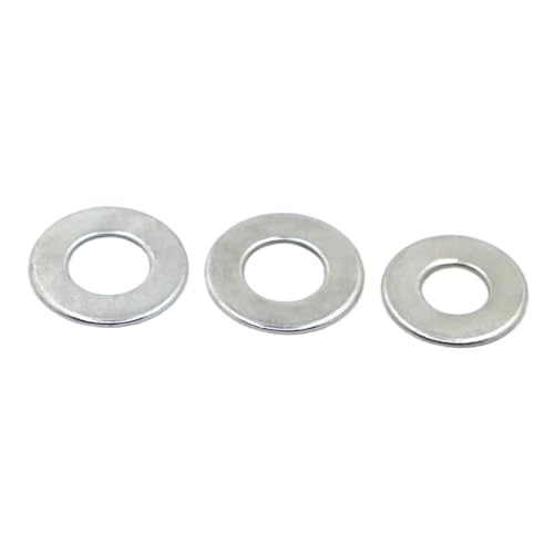 M2 M2.5 M3 M4 M5 M6 M8 M10 M12-M24 Schwarz Weiß Verzinkter Stahl 304 Edelstahl Unterlegscheibe Unterlegscheibe Flache Dichtungsringe(White Carbon Steel,50pcs M2.5) von FRAOMHFW