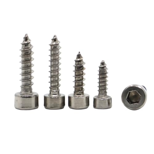 M2 M2.6 M3 M3.5 M4 M5 M6 Schwarzer 8.8 Stahl / 304 Edelstahl Inbusschrauben Innensechskantkopf Selbstschneidende Schraube for Lautsprecher(304 Stainless Steel,40MM_M4 10PCS) von FRAOMHFW
