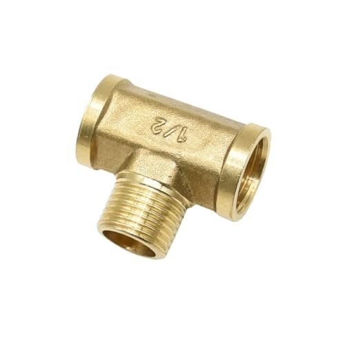 Messing Sanitär Männlich 1/2 T-Stück Weiblich Kupfer T-Form Fitting 3 Weg Rohr Adapter Tap 1 stücke(D) von FRAOMHFW