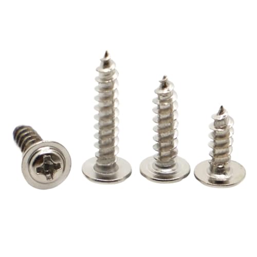 Selbstschneidende Schrauben aus vernickeltem Stahl, Kreuzschlitz, Rundkopf, Flachkopf mit Pad-Schraube M1.2 M1.4 M1.7 M2 M2.3 M2.6 M3 M3.5 M4(4mm,M2.3 50pcs) von FRAOMHFW