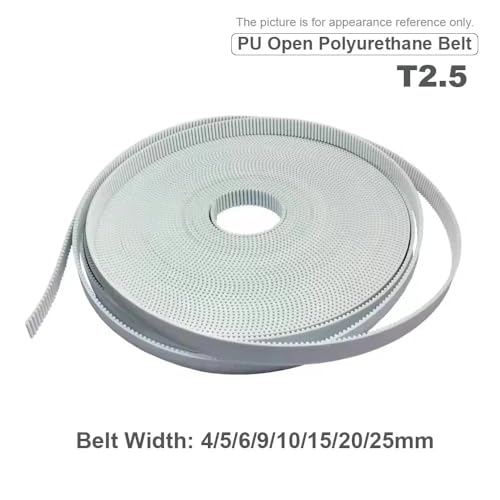 Trapez T2.5 Offener Synchronzahnriemen Breite 4mm/5mm/6mm/9mm~25mm Polyurethan Stahl Offene Riemenscheibe 3D-Drucker Anpassbar(100m,1PC_10MM) von FRAOMHFW