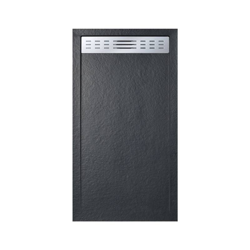 Frascio New Tecnology Duschwanne 80X165 cm mit Seitlicher Gitterlinie  Slim Schwarz mit Abfluss von FRASCIO NEW TECNOLOGY
