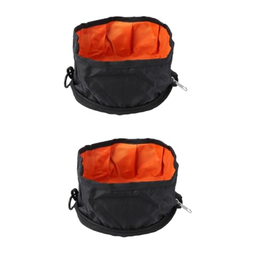 FRCOLOR 2 Stücke Haustier Schüssel Hund Wasser Schüssel Tragbare Pet Reise Feeder 19x19cm Polyester Schwarz von FRCOLOR