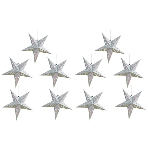 FRCOLOR 10 Stk Lampenzubehör Schirm Weihnachts-led-sternverzierung Mährische Sternlampe Stern Zum Aufhängen Aus Papier Faltbares Papier Hängelampe Aus Papier Scheinen 3d Hohles Papier von FRCOLOR