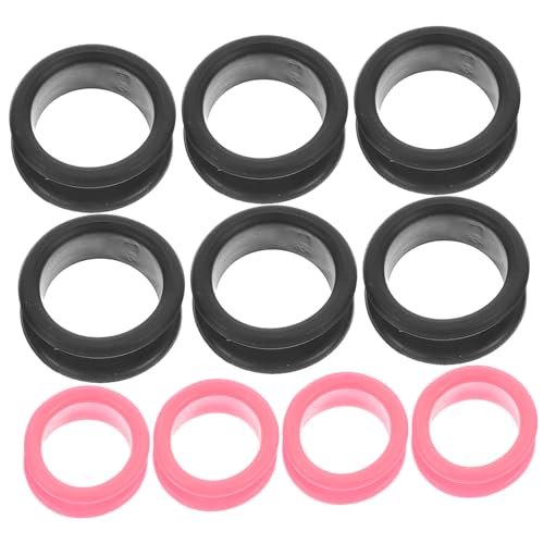 FRCOLOR 10 Stück Silikon Fingerschutzringe für Friseurscheren und Haustierscheren Flexible Schützende Haarscherenringe in Mattem Schwarz und Geeignet für Verschiedene Scherengrößen von FRCOLOR