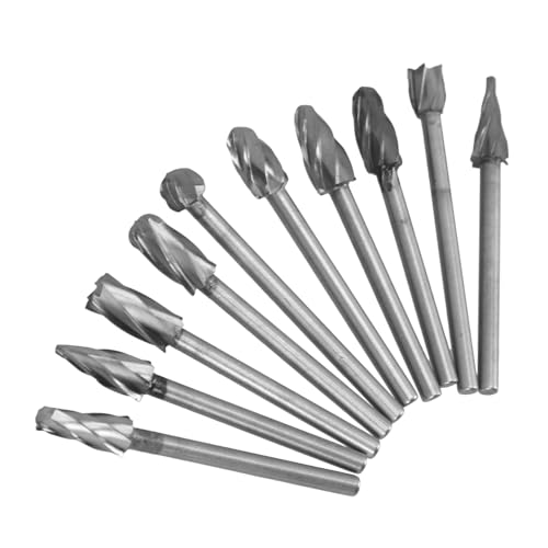 FRCOLOR 10 Stück Teiliges Hartmetall bohrerset mit Drehfeilen für Gravur Polieren Bohren Geeignet für DIY Handwerk Holz Vielseitiges Schleifgerät für Akkuschrauber und Schleifmaschine von FRCOLOR