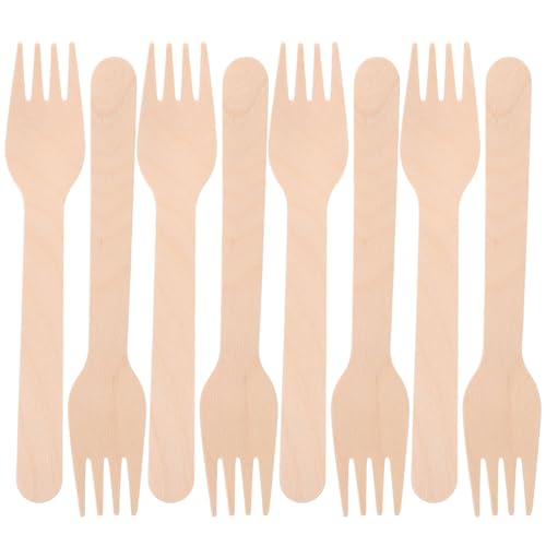FRCOLOR 100 Stück Holzgabeln Einweg Holzbesteck für Snacks und Desserts für Hochzeiten Partys und Kompostierbare und Umweltfreundliche Gabeln von FRCOLOR