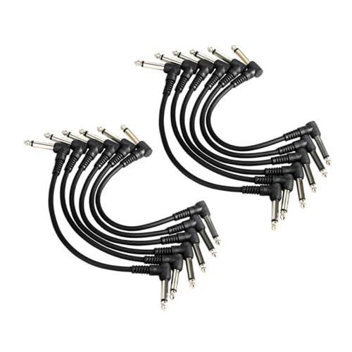 FRCOLOR 12 Stück Teiliges Gitarren Patchkabel Schwarz Profi Effektpedal Anschlusskabel Langlebig Flexibel Kompatibel mit Gitarre Bass Audiogeräten und Effektgeräten von FRCOLOR