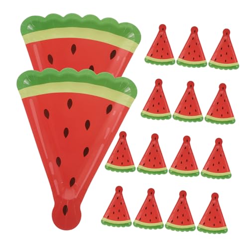 FRCOLOR 16 Stück Teiliges Dreieckige Papierteller Wassermelonenform Pappteller Leicht für Partys Picknick Geburtstage Geeignet von FRCOLOR