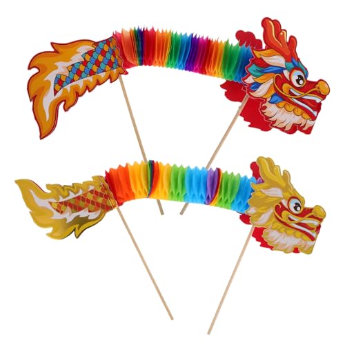FRCOLOR 2 Stück Chinesische Neujahrsdekoration Teiliges Drachen Girlanden Handgefertigt Bunte Papier Drachenlaterne für Frühlingsfest Party Festliche Wohnraumdeko von FRCOLOR