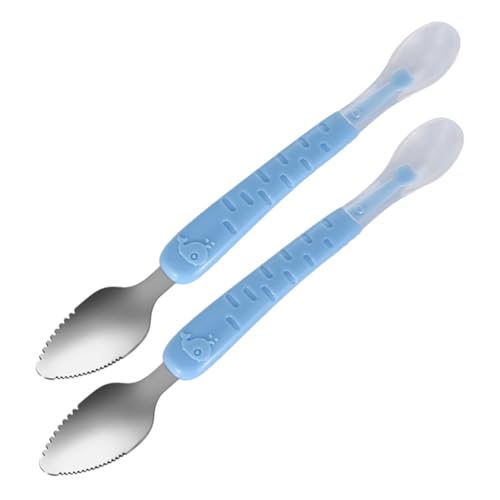 FRCOLOR 2 Stück Doppelkopf Obstschaber und Teilig mit Aufbewahrungsbox für Babyfütterung und Vielseitige Anwendungen Leicht und Tragbar von FRCOLOR