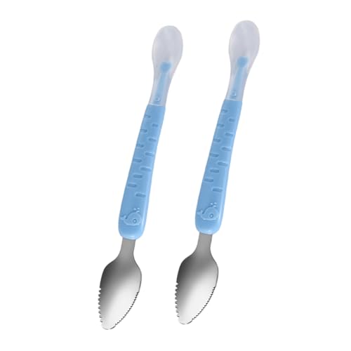 FRCOLOR 2 Stück Fruchtlöffel Doppelköpfige Schaufel für Püree und Obst Ergonomisches Design mit Aufbewahrungsbox für Babyernährung und Haushalt von FRCOLOR