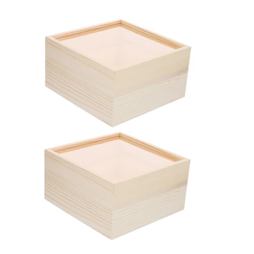 FRCOLOR 2 Stück Holz Schmuckbox mit Transparentem Acryl schiebedeckel Langlebige Aufbewahrungsbox aus Holz und Acryl Praktisches Design zur Schmuckaufbewahrung und Geschenkverpackung von FRCOLOR