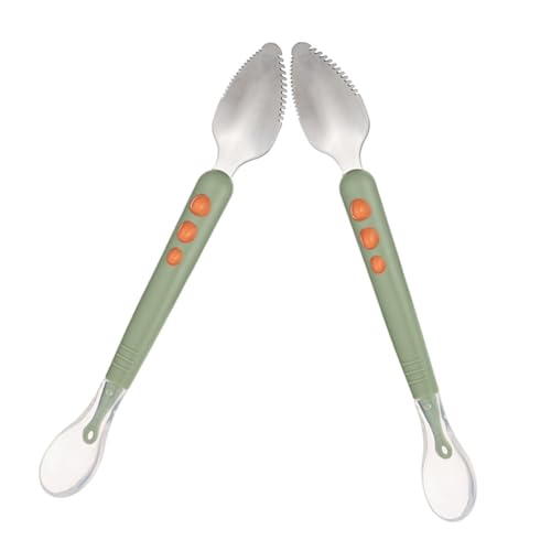 FRCOLOR 2 Stück Löffel aus Edelstahl und Doppelseitiger Obstpüree Schaber mit Ergonomischem Griff Leichtes Babybesteck für Kleinkinder Frei und Langlebig für Beikost und Lernphase FRCOLOR 2 Stück Löffel aus Edelstahl und Doppelseitiger Obstpüree Schaber mit Ergonomischem Griff Leichtes Babybesteck für Kleinkinder Frei und Langlebig für Beikost und Lernphase von FRCOLOR