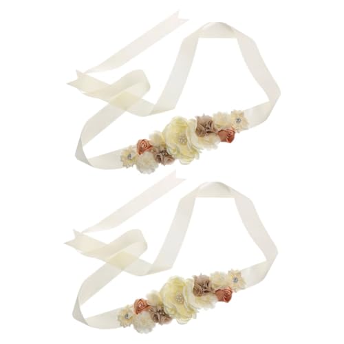 FRCOLOR 2 Stück Mommy Sash Schwangerschaftsgürtel mit Blumen und Strass Teiliges Bequemer Umstands Bauchgurt mit Elegantem Rosendesign Unterstützend und Stilvoll für Shower und von FRCOLOR