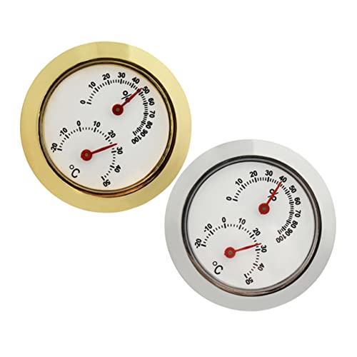 FRCOLOR 2 Stück Rundes Hygrometer für Gitarrenpflege Mini Feuchtigkeitsmesser Humidiätüberwachung von Musikinstrumenten Präzise Messung Elegantes Design Verhindert Schäden durch von FRCOLOR