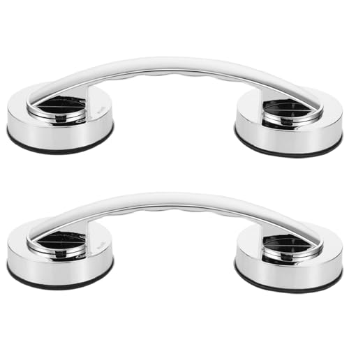 FRCOLOR 2 Stück Saugnapf Armlehne Duschhaltegriff Abnehmbare Badezimmer Handläufe Starker Schiebetürgriff Schubladenklebegriff Selbstklebender Duschtürgriff Duschgriff Kunststoff von FRCOLOR