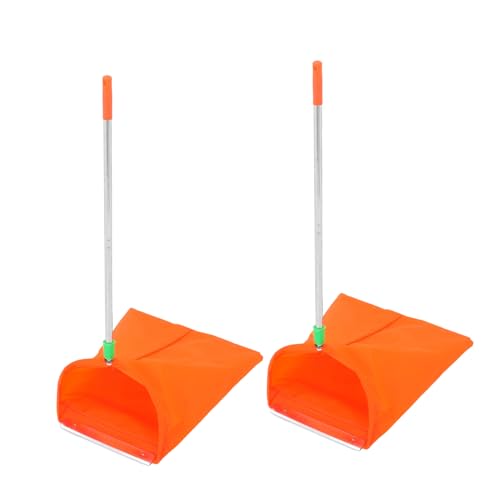 FRCOLOR 2 Stück Teiliges Faltbares Gartenschaufel Aluminiumlegierung Winddichter Müllsammelbehälter für Garten Grünflächenpflege Effizienter Laub Schmutzsammler mit Tragetasche Orange von FRCOLOR