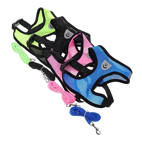 FRCOLOR 4 Sätze Haustier Geschirr Weste Für Haustiere Für Hunde Hühnerleine Cosplay-Outfits Mesh-Tanktop Katze Hundeleine Huhn Gans Der Hund Leinen Polyester-Sandwich-Netz von FRCOLOR