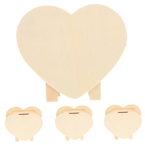 FRCOLOR 4 Stück DIY Holzspardose Herzform zum Bemalen und Dekorieren Kleine Sparbüchsen für Multifunktionale Aufbewahrungsbox und Geschenkidee Holzspardose für und Wohnaccessoire von FRCOLOR