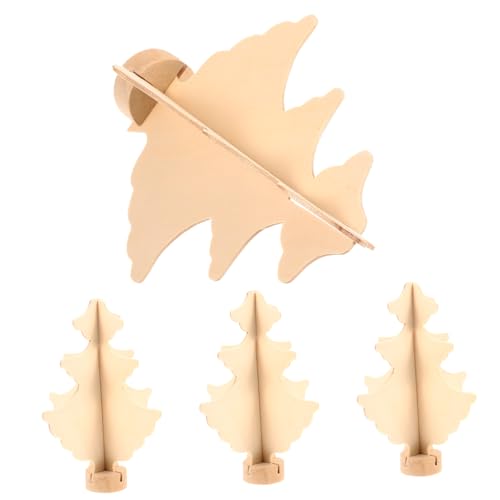 FRCOLOR 4 Stück Teiliges Kleine Holz Weihnachtsbaum Dekorationen mit Stabilem Sockel Unbemalte DIY Bastelmodelle für Tischdeko Handbemalbar Vielseitig für Party Büro und Zuhause von FRCOLOR