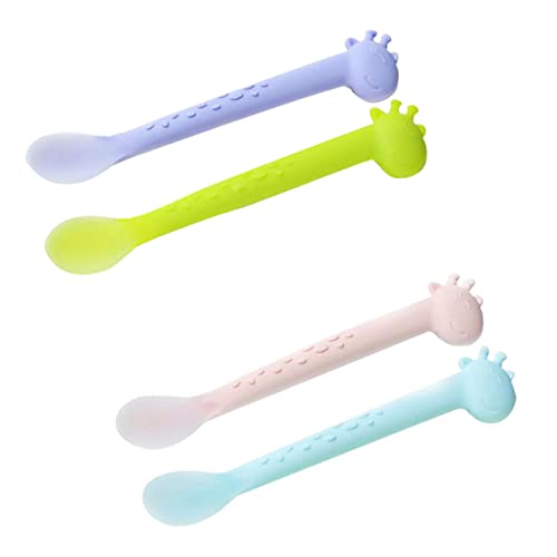 FRCOLOR 4 Stück Teiliges Training Geschirrset Ergonomischer Rutschfester für Neugeborene Sichere Fütterungsutensilien Lebensmittelechtem Selbständigen Essen Lernen von FRCOLOR