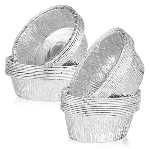 FRCOLOR 40 Stück Teiliges Aluminiumfolie Backform mit Runden und Ovalen Pastetenformen Langlebig Vielseitig Verwendbar für Catering Bäckerei Camping und Partys von FRCOLOR