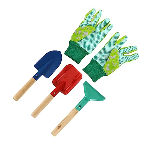 FRCOLOR 5 Stück Gartengeräte Set Teilig mit Handschuhen Kindersichere Gartenwerkzeuge Schaufel Harke Trowel Leicht Tragbar Fördert Feinmotorik und Eltern Junge Mädchen Zufällige Farbe von FRCOLOR