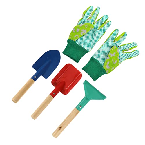 FRCOLOR 5 Stück Gartengeräte Set Teilig mit Handschuhen Kindersicheres Gartenwerkzeug aus Robustem Schaufel Rechen für Gartenarbeit und Motorische Zufällige Farbe Zufällige Farbe von FRCOLOR