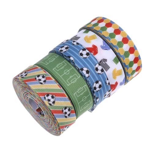 FRCOLOR 5 Stück Teiliges Fußballband Breit mit Einzigartigem Soccer Muster Vielseitiges Sports Ribbon für Partydekoration Geschenkverpackung DIY Basteln und Nachhaltige Wiederverwendung von FRCOLOR