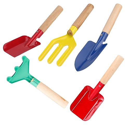 FRCOLOR 5 Stück Teiliges Gartenwerkzeug Set für Robuste Schaufel Rechen und Hacke für Gartenarbeit und Sandkasten für Mädchen und Jungen im Freien von FRCOLOR
