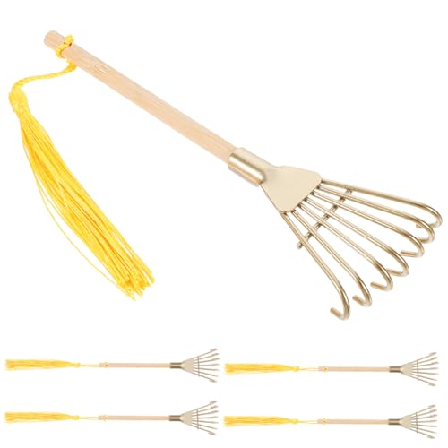 FRCOLOR 5 Stück Teiliges Miniatur Rechen aus Poliertem und Bambus Feinzahnig Glatte Oberfläche Dekoratives Zen Garten Werkzeug für Sandtischgestaltung und Meditative von FRCOLOR