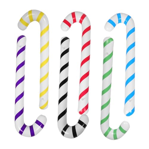 FRCOLOR 6 Stück Teiliges Aufblasbare Candy Cane Deko in Bunten Farben Vielseitige Weihnachtsdeko für Indoor und Outdoor Wiederverwendbare Party und Event Accessoires mit Einfachem von FRCOLOR