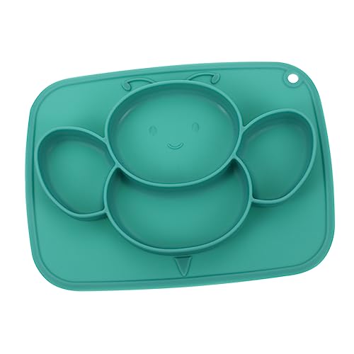 FRCOLOR Babyteller mit Saugnapf Geteilter Rutschfester Essens Teller für Kleinkinder Selbstständigen Essen Wasser und Eukalyptusgrün von FRCOLOR