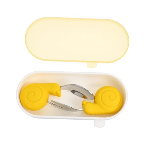 FRCOLOR Kindergeschirrset Trainingsbesteck mit Ergonomischem Edelstahllöffel und Niedlicher Bruchsicher Leicht zu Praktischem Aufbewahrungsbehälter für Selbstständige Kleinkinder von FRCOLOR