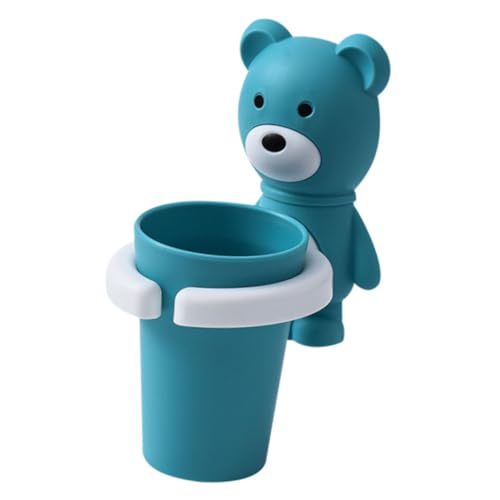 FRCOLOR Wandmontierter Zahnbürstenhalter Mit Zahnputzbecher Selbstklebend Niedlicher Bärenstil Für Badezimmer Und Küche Schützt Und Trocknet Zahnbürsten Elegantes Design Platzsparend von FRCOLOR