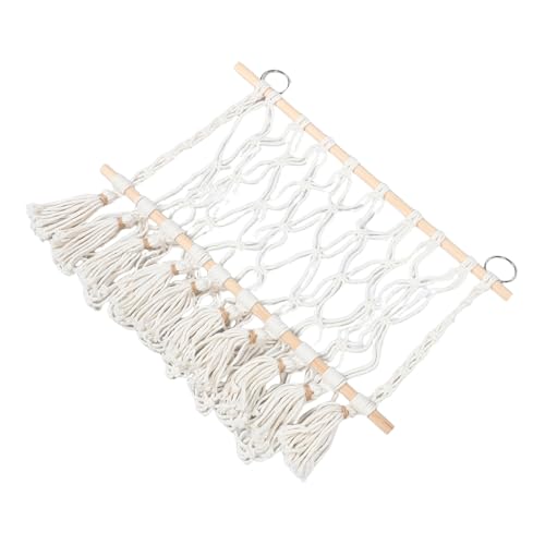FRCOLOR Macrame Aufbewahrungsnetz Baumwollseil und Holz Platzsparender Kuscheltier Organizer für Kinderzimmer zur Spielzeugorganisation und Kreativen Raumgestaltung von FRCOLOR