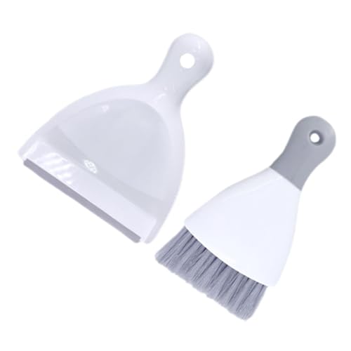FRCOLOR Mini Kehrschaufel und Handfeger Kleiner Tischbesen mit Haken Leichter Strapazierfähiger Desktop Reinigungsbürste für Büro Zuhause Tastatur Haustierhaare Praktische Staubaufnahme von FRCOLOR