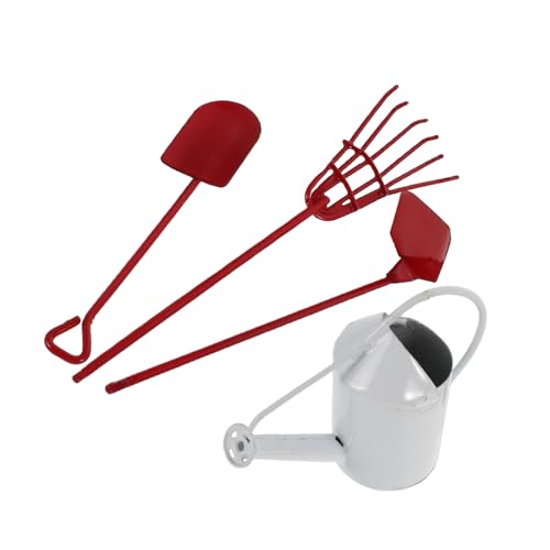 FRCOLOR Miniatur Gartenwerkzeug Metall mit Harke und Gießkanne Präzise Miniatur Werkzeuge für Puppenhaus Garten Robust Tragbar für Sukkulenten und Dekorative Pflanzenpflege von FRCOLOR