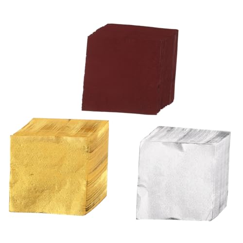 FRCOLOR -Pack Metallic Candy Wrappers aus Aluminiumfolie Quadratische Bunte Verpackungsblätter in Gold Silber und Kaffee mit Orangenschalenmuster Große für Süßigkeiten Pralinen DIY von FRCOLOR