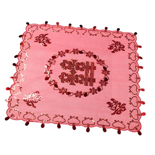 FRCOLOR Rotes Brautschleier Kopfstück mit Stickerei Chinesischer Hochzeits-stil Leichtes Halbtransparentes Netz Traditionell für Braut und Cosplay-feiern Geeignet von FRCOLOR