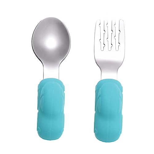 FRCOLOR Trainingstafelbesteck Löffel Kurzgriff Silikongriff Frei Sicher für Kleinkinder Esslernset Zuhause Restaurant von FRCOLOR